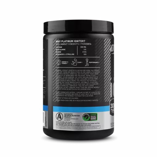 Optimum Nutrition Platinum Igniter Blue Raspberry Freeze 0.84 lb (20 Servings) Norge | JIGRA0254